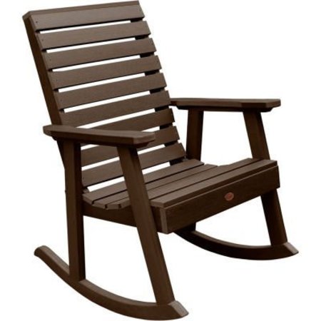 HIGHWOOD USA highwood® Weatherly Outdoor Rocking Chair, Eco Friendly Synthetic Wood In Weathered Acorn Color AD-RKCH2-ACE